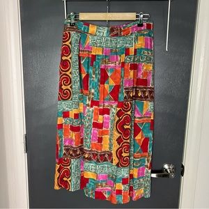 Vintage 90s Bohemian Multi-colored patterned skirt